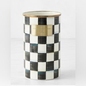 MACKENZIE-CHILDS COURTLY CHECK GOLD TRIMMED UTENSIL HOLDER *NWT $100.00
